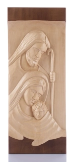 Dřevořezba hloubená desková Svatá rodina - 50 cm