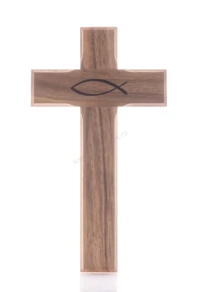 Křížek s gravírovanou rybkou - 18 cm